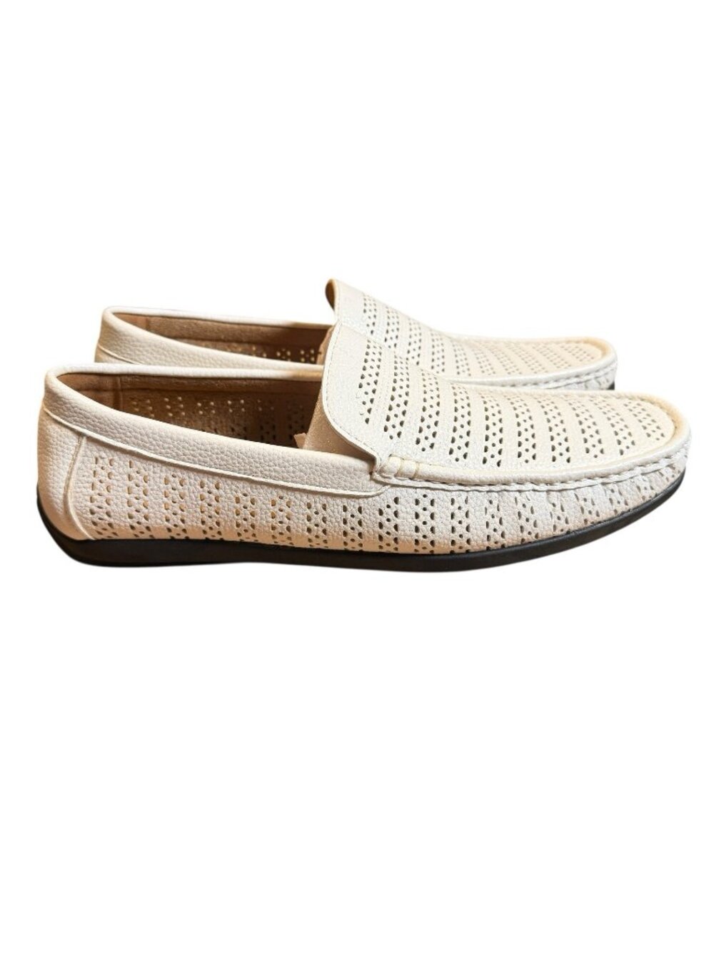 New Montique Men's White Weave Pattern Fashion Loafers Shoes Size 11  S22